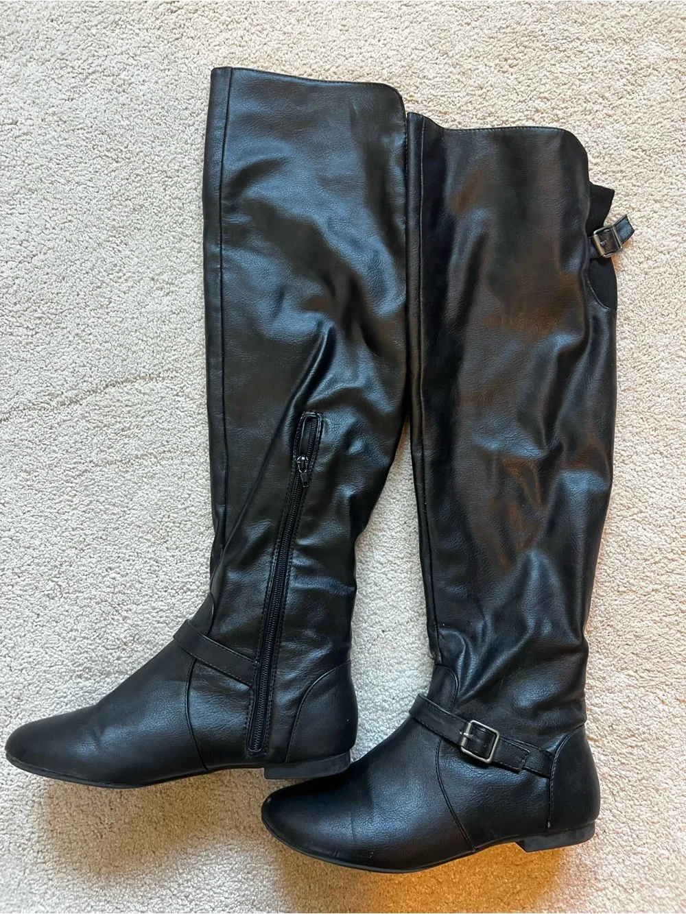 BAMBOO Black Over-the-Knee Buckle Boots